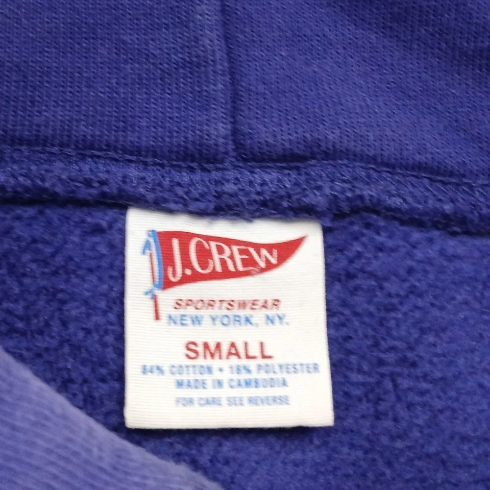 J. Crew Heritage Fleece Royal Blue 90's Vibe Hoodie. Men's Size S - Picture 7 of 11
